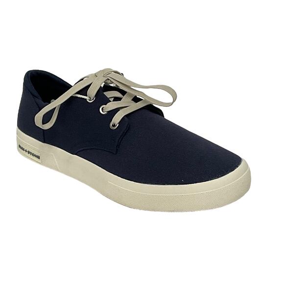 Sun + Stone Men’s Kiva Navy Cotton Canvas Sneakers Size 10 - Picture 1 of 6
